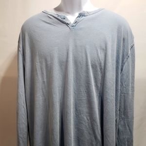 Lucky Brand Men's Long Sleeve Triblend Notch Neck Henley Blue